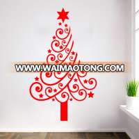 PVC Christmas Tree Wall Sticker Glass Sticker Wall Decal for Home Decor Red Black White